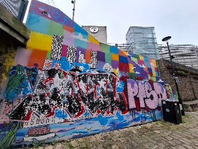 Mural - Manchester Cityscape under colourful sky